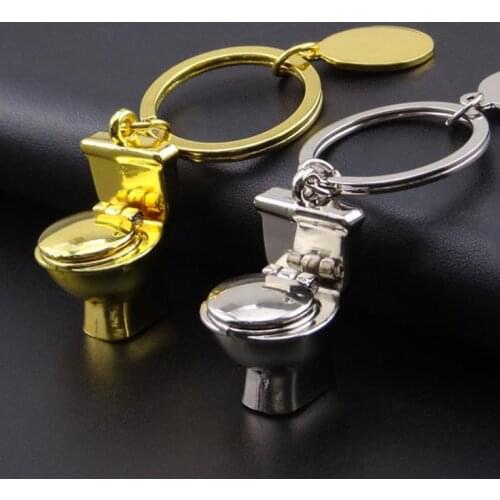 200pcs New Zinc Alloy Mini Toilet Keychains Novelty Keyrings for Bath Gifts SN860
