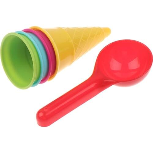5 Pcs/lot Cute Ice Cream Cone Scoop Sets Beach Toys Sand Toy for Kids Children Educational Montessori Summer Play Set Game Gift