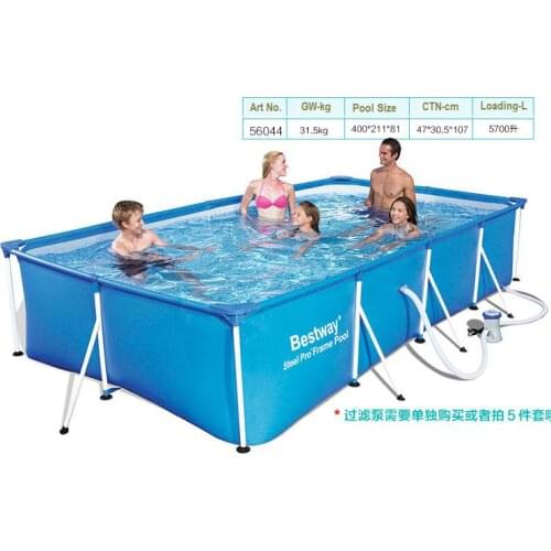 56405 Bestway 400*211*80cm Large Square Metal-Frame Family Swimming Pool/Ultralarge Folding Tarpaulin Support Square Pool