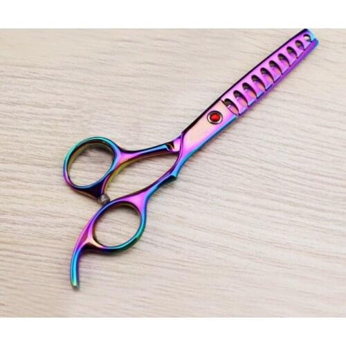 6 inch rainbow color large teeth dog hair grooming shears