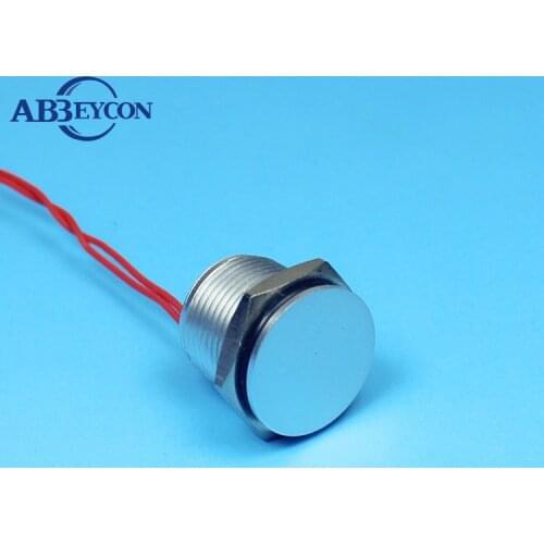 Abbeycon sleflocking Wholesale12V 24V NO IP68 16mm flat head latching natural anodized prewired waterprof piezo switch