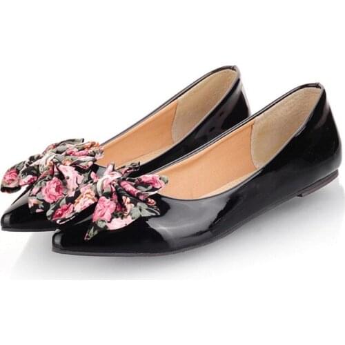 AGODOR Women Flats Pointed Toe Slip on Cute Casual Bow Woman Flat Ballet ShoesSize 32 33