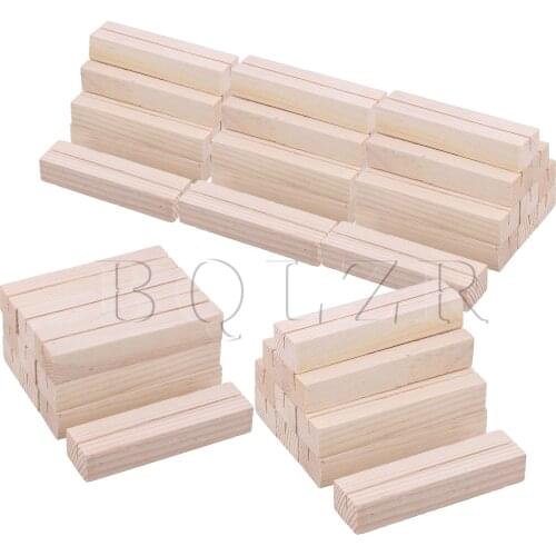 BQLZR Pine Wood Rectangle Wooden Business Card Stand Wooden Color Pack of 50