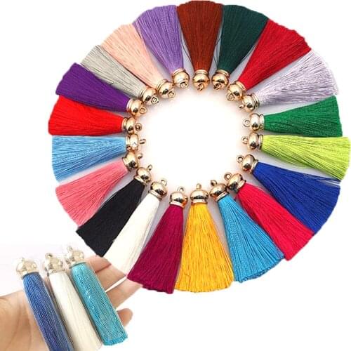 5/10Pcs Silky Tassel Elegant Keychain Tassels with Gold Metal Caps DIY Crafts Soft Tassel Jewelry Making Key Chain Charms Decor
