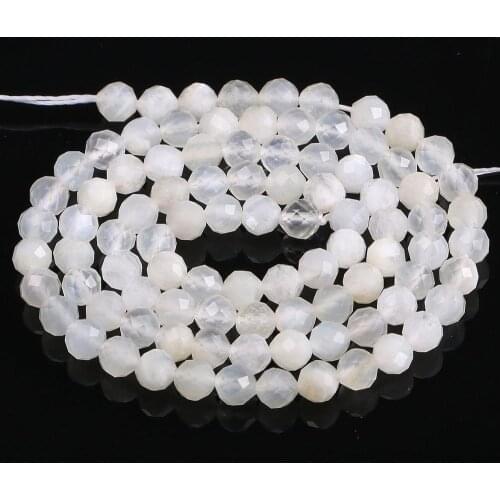 100% Natural Stone Beads Moonstone Small Hole Beads for Women Jewelry Making DIY Necklace Bracelet 4mm 15inch