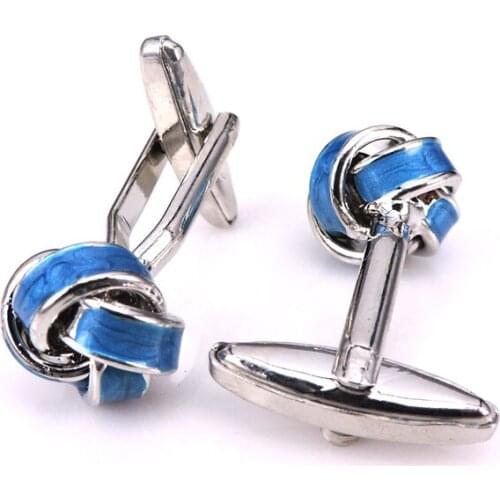 C-MAN Jewelry shirt cufflinks for mens Brand blue knot cuff buttons cuff links High Quality abotoaduras Free Shipping