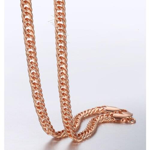 5mm Mens Womans Necklace Chain Curb Cuban 585 Rose Gold Filled Lobster Clasp GNM76