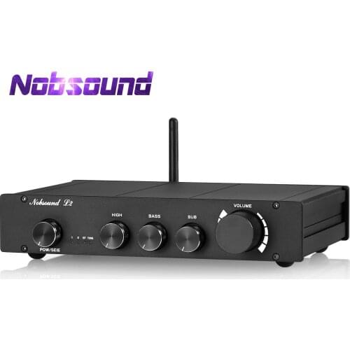 Nobsound HiFi Bluetooth 5.0 Digital Preamp Receiver Class A Desktop Stereo Audio Pre-Amp Subwoofer Amplifier APTX-HD