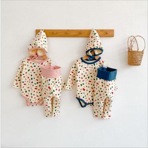 Kids Boy Girl Suit Clothes Spring Autumn Infant Baby Boys Girls Long Sleeve Printing Rompers + Panty-Hose And Hat Clothing Sets