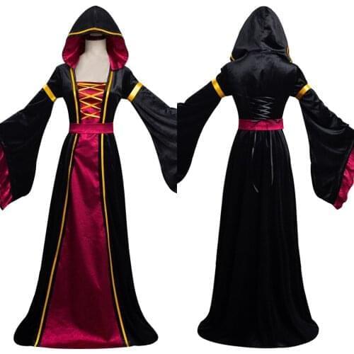 Vampire Witch Long Dress Medieval Cosplay Costume Middle Ages Party Performance Dresses Halloween Carnival Suit
