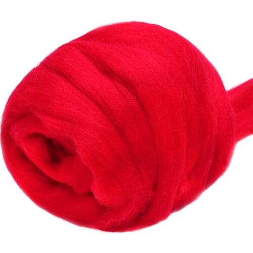 Imzay 3.53oz Wool Roving Yarn, 100% Pure Wool, Chunky Yarn, Spinning Wool Roving for Needle Felting Wet Felting DIY（red