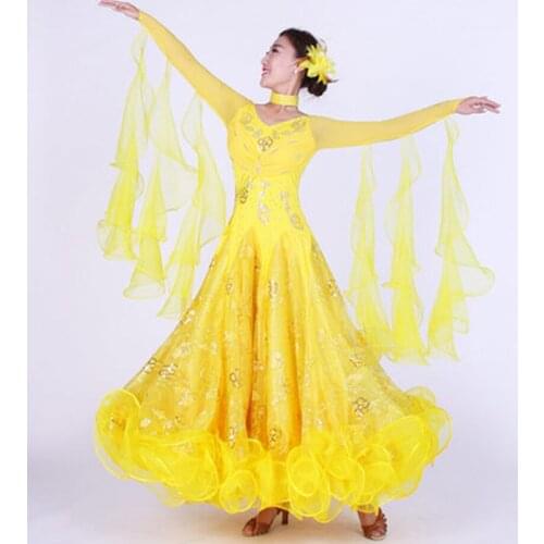 Custom Sequin ballroom dance dresses performance competition suit modern waltz dance skirt swing dress