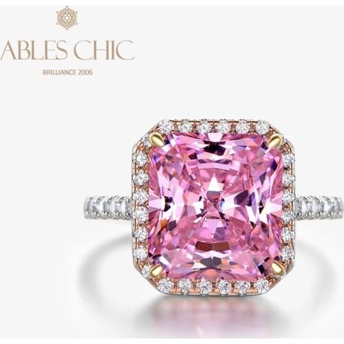 Solid 925 Silver Solitaire Radiant Lab Morganite Wedding Ring Excellent Workmanship 5A Zircon Engagement Bridal Ring S2R1S2R1347