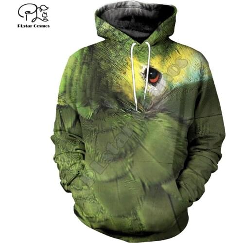 PLstar Cosmos Colorful Parrot 3D Printed Hoodies Casual Men/Women Zipper Hooded Funny Animal Unisex Brand Streetwear Apparel P2