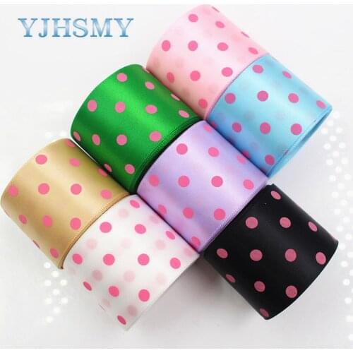 YJHSMY C-17622-866,10 yards, 38 mm pink Polka Dots satin Ribbon,The tape for Sewing , DIY Headdress Accessories Handmade