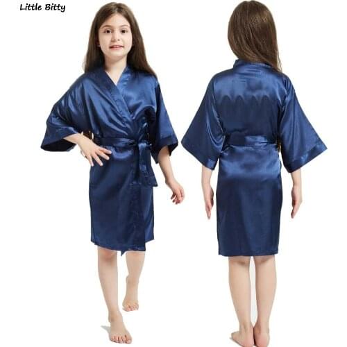 Boy and Girl Summer Clothing Children Satin Pajamas Kids Silk Robes for 6 8 10 12 14 Years Girls Kimono Robe for Girls Sleepwear