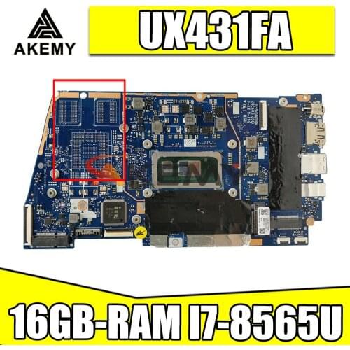 UX431FA/FN Laptop Motherboard For ASUS ZenBook-14 UX431FA UX431FN UX431F Original Mainboard 16GB-RAM I7-8565U GM test full 100