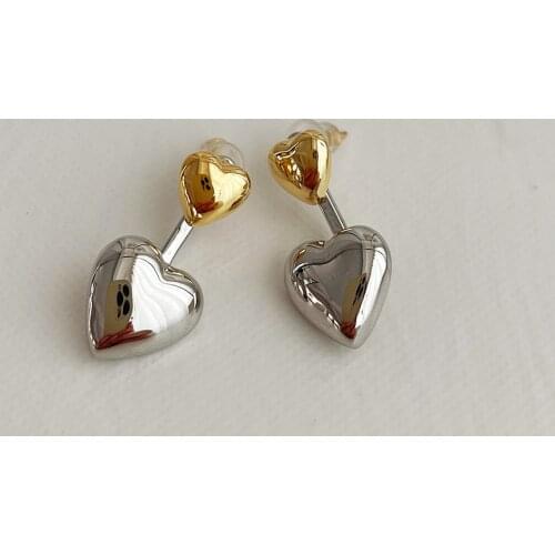 YANGLIUJIA Metal Heart-shaped Pendant Earrings South Korean Style Fashionable Sweet Elegant Wedding Accessories