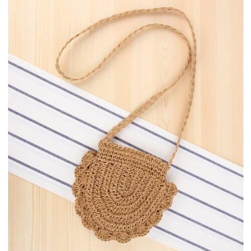 Cute Shell Shape Shoulder Hand-Woven Small Fresh Crossbody Straw Bag Leisure Coin Purse