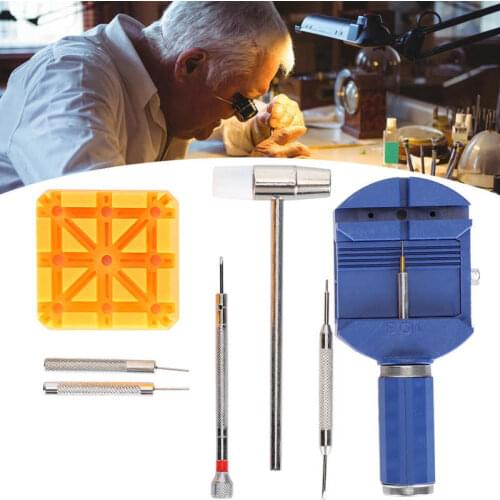 7Pcs/set Multi-function Watchband Link Remover Adjusting Tool Dual Head Hammer Screwdriver Watch Repair Tool Kit for Watchmaker
