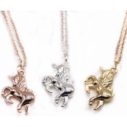 Fashion New Running Horse Style Pendant Princess Unicorn Cartoon Animal Necklace
