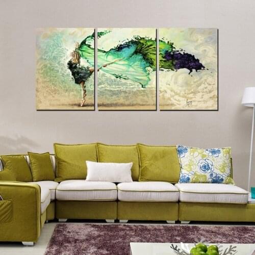 Cartoon dancer girl Print Poster DIY Art Oil Wall portrait Picture 3 Panel Modern canvas prints painting Home Decoration
