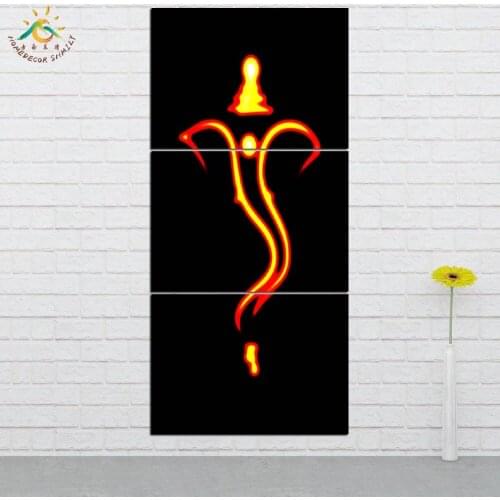 Wall Art HD Prints Canvas Art Painting Modular Picture And Poster Canvas Painting Lord Ganesh Decoration Home 3 PIECES