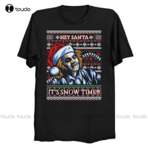 New ItS Snow Time Beetlejuice Christmas Santa Movie Horror Parody Black T-Shirt Cotton Tee Shirt S-5Xl
