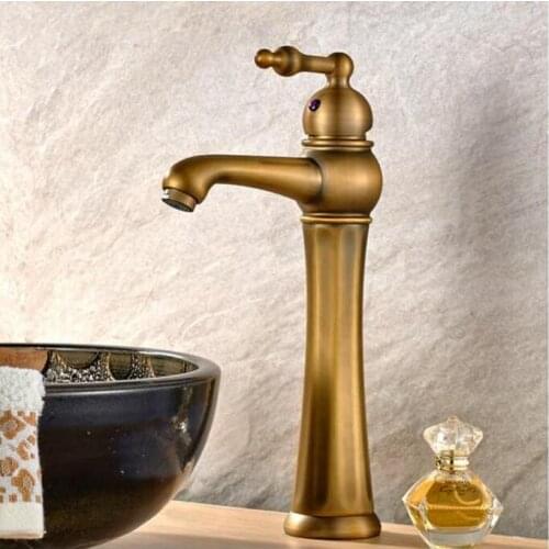 New Water Tap European Style antique brass bathroom faucet hot and cold luxury wash basin faucet Single Handle sink faucet tap