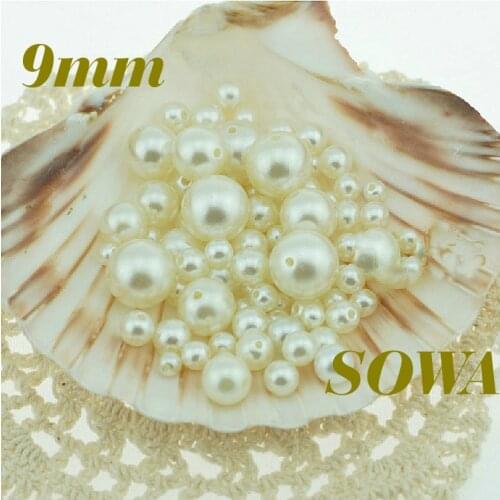 Wholesale 500pcs/lot 9mm New ABS Loose Round Beads Ivory/White Color Imitation pearl Spacer beads Free Shipping