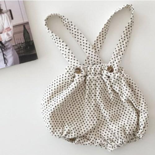 Korean Style Autumn Toddler Baby Girl Boy Dot Romper Newborn Baby Girl Jumpsuit Sleeveless Cotton Baby Girl Boy Clothes