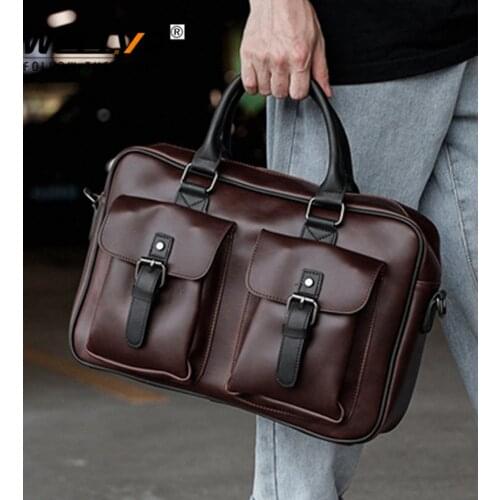 Men Retro Leather Briefcases New Large Capacity Business Shoulder Messenger Bag Male High Quality Designer Document Bag XA206C