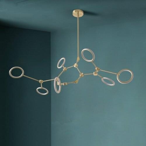 Post Modern Luxury Living Room Led Chandelier Gold Black Metal Rotatable Rod Hanging Led Chandelier Lighting Led Light Fixtures