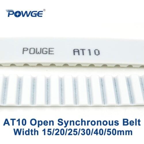 POWGE PU Trapezoid AT10 Open synchronous belt width 15/20/25/30/40/50mm Polyurethane steel AT10-15 AT10-20 AT10-25 Timing Belt