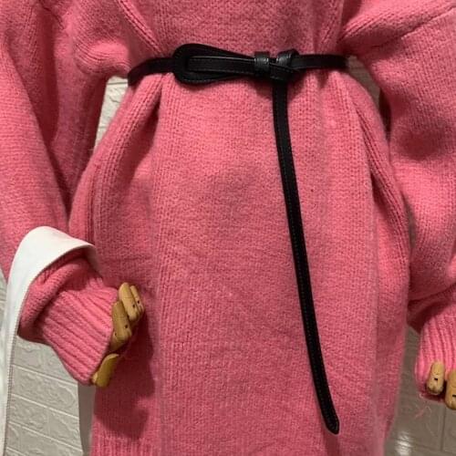 110cm Female Wild Belts Strap Thin Waistband Knotted Bow Waist Belt for Women Fashion Leather Dress Clothes Decoration Jewelry