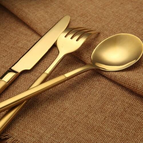 Luxury Tableware Gold Stainless Steel Western Cutlery Steak Knife And Fork Coffee Tea Spoon High-end Restaurant Essential