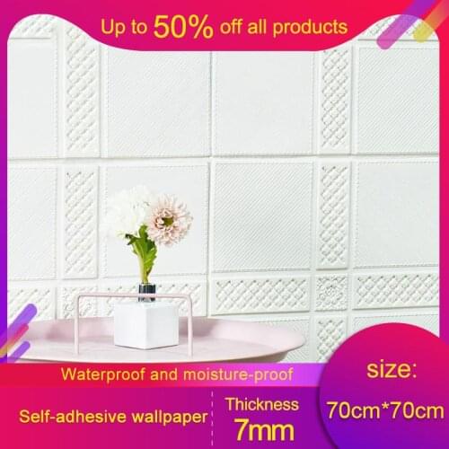 Self Adhesive Waterproof TV Background Brick Wallpapers 3D Wall Sticker Living Room Wallpaper Mural Bedroom Decorative 70*70
