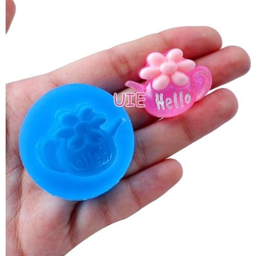 FYL123U 24.2mm x 32.3mm Teapot Silicone Mold Fondant Cake Decoration Candy Resin Clay Earrings Necklace Craft Soap Candle