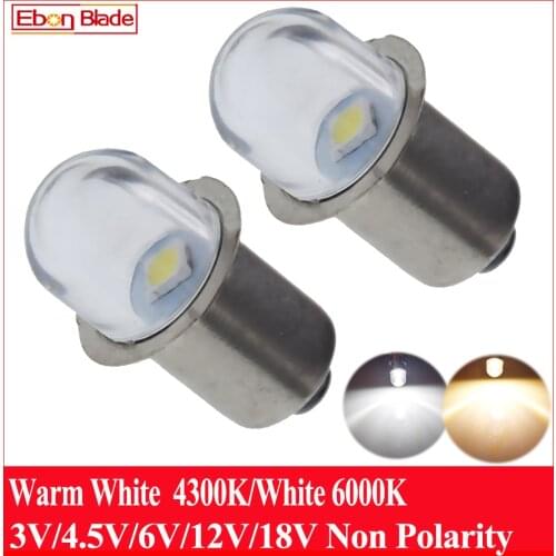 Pair P13.5S PR2 PR3 LED Bulb 2835 1 SMD AC 3V 4.5V 6V 12V 18V Warm 4300K Pure White 6000K Replace For Torch Flashlight Work Lamp