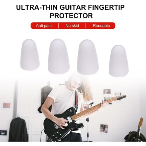 Ultra-Thin Guitar Fingertip Protector Anti-Slip Silicone Finger Guard Cover Left-Hand Finger Caps Prevent Pain for Guitar uke