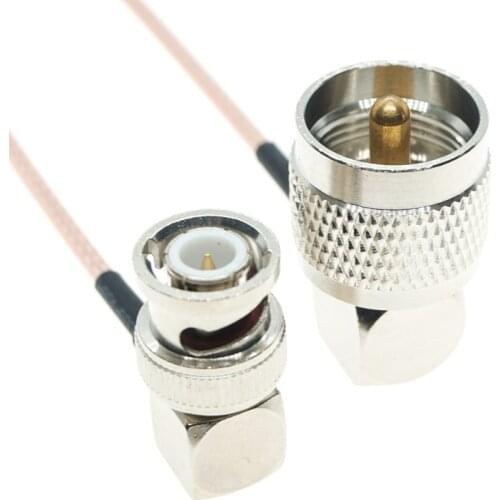 UHF Male PL259 Right Angle To BNC Male Right Angle RA Jumper Coaxial RG316 Extension Cable