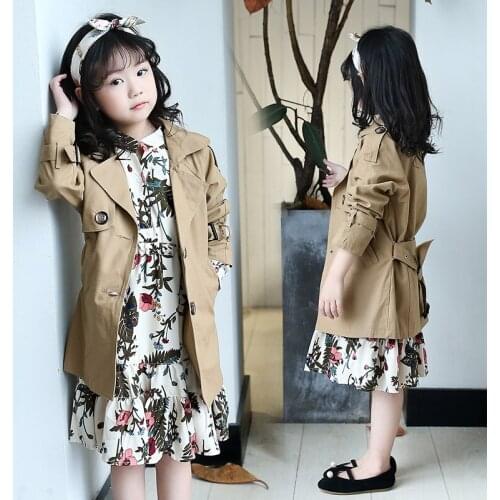 Girls Spring Fall Windbreaker 2020 Childrens Long Cardigan Jacket Childrens Clothing Outerwear Overcoat Kids Casual Coat X139