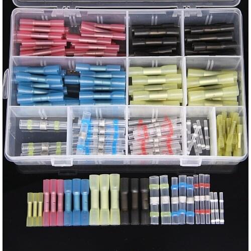 200PCS Waterproof Seal Heat Shrink Insulated Solder Butt Terminals Solder Wire Tube Electric Connectors Terminal Set