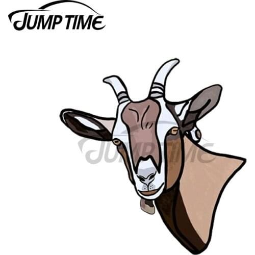 Jump Time 13 x 8.2cm For Goat G.O.A.T peeking around the corner Car Stickers Refrigerator Windows Decal Laptop Decoration