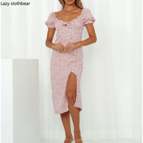 High quality ladies summer long dress floral print dress fashion sweet girl cocktail dress