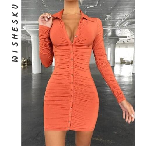 WISHESKU Fashionable Shirt Dresses