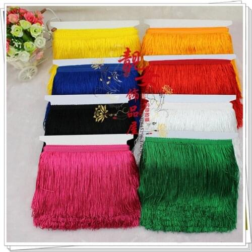 YY-tesco 10 Meters 15cm Wide Lace Fringe Trim Tassel Fringe Trimming For Latin Dress Stage Clothe Accessories Lace Ribbon Tassel