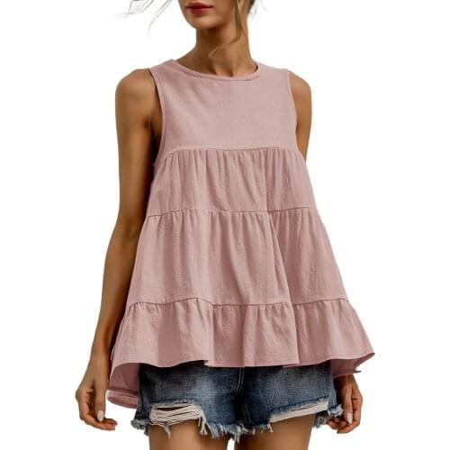 Summer Casual Womens Tank Tops Sleeveless Loose Solid Swing Female Fashion Top Street Ruffle Ladies Tank Tops Mujer 2021 New D30