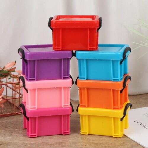 1Pcs Mini Storage Box Mini Lock Box Candy Color Trumpet Case Storage Sundry Organizer Plastic Storage Box