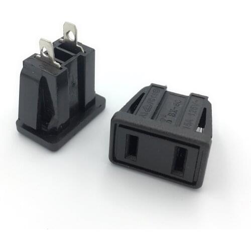 2Pin 15A 125V AC power socket USA Embedded Industrial socket CCC CE Certification,26X16MM , ABS+Brass 2 pin